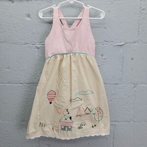 Hanna Andersson girls embroidered lace trim sleeveless dress